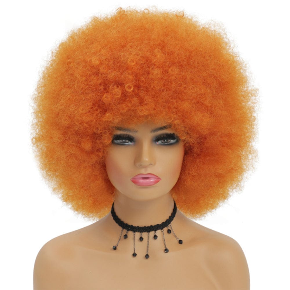 Short Kinky Curly Afro Wig With Bangs Ombre Synthetic Hair For Women BENNYS 