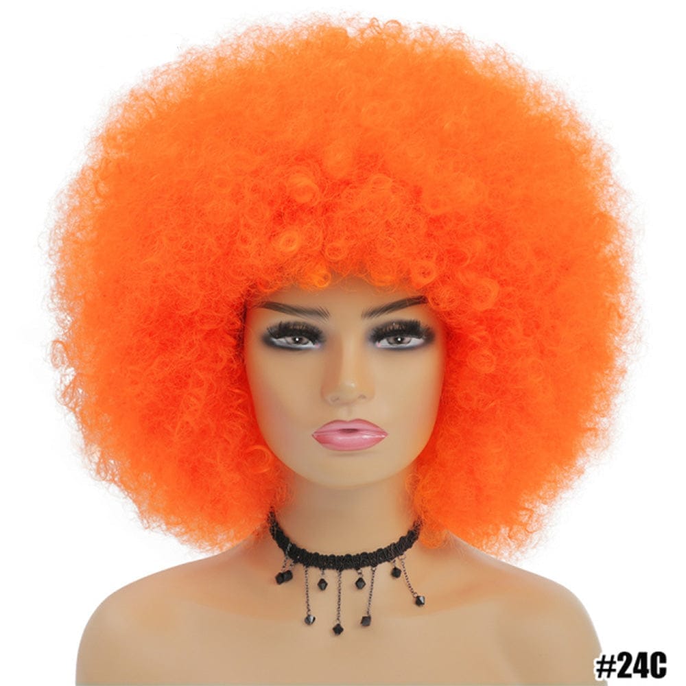 Short Kinky Curly Afro Wig With Bangs Ombre Synthetic Hair For Women BENNYS 