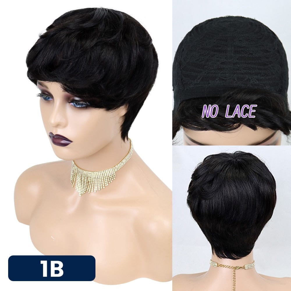 Short Pixie Cut Straight Hair Wig Peruvian Human Hair Wigs BENNYS 