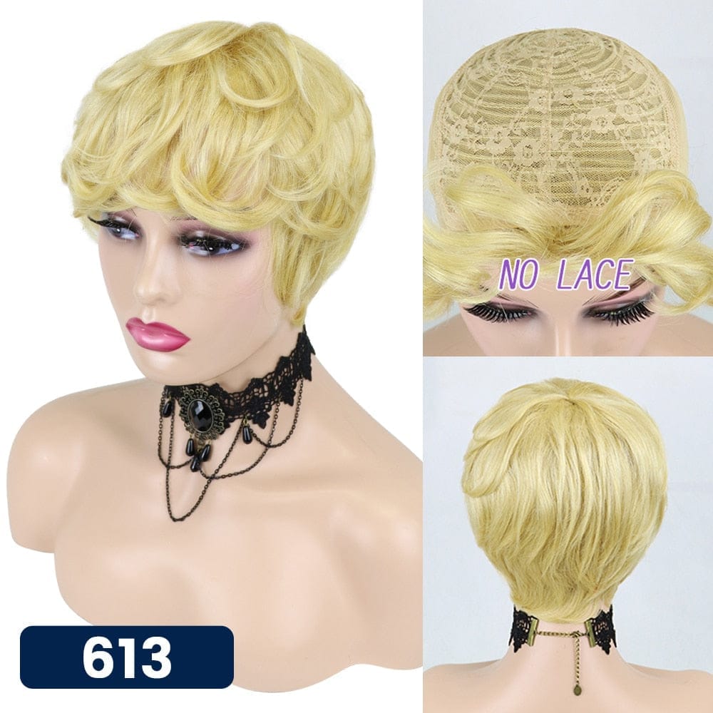 Short Pixie Cut Straight Hair Wig Peruvian Human Hair Wigs BENNYS 