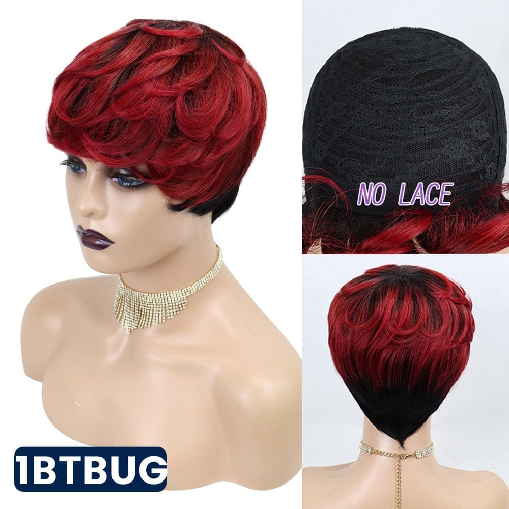 Short Pixie Cut Straight Hair Wig Peruvian Human Hair Wigs BENNYS 