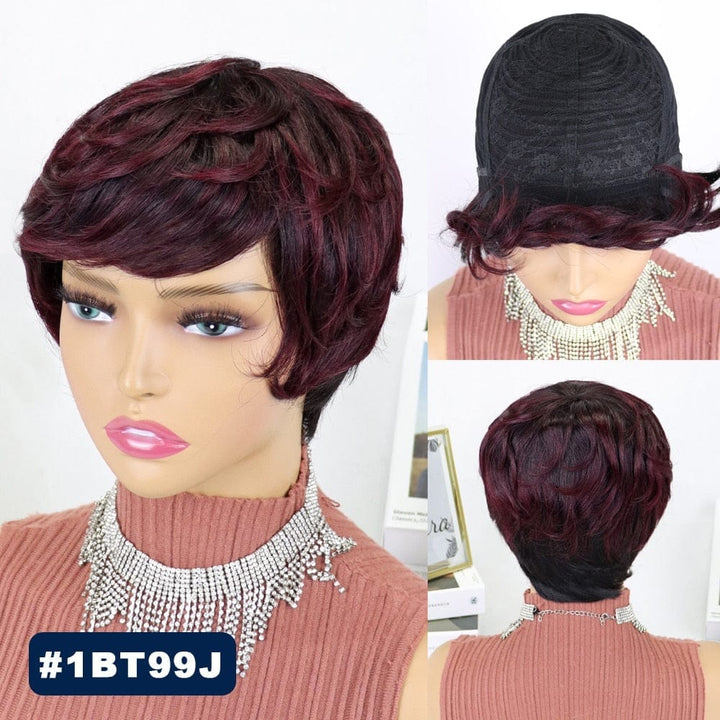 Short Pixie Cut Straight Hair Wig Peruvian Human Hair Wigs BENNYS 