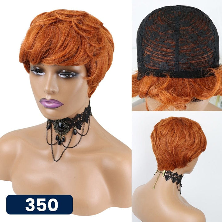 Short Pixie Cut Straight Hair Wig Peruvian Human Hair Wigs BENNYS 