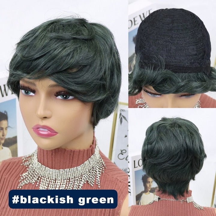 Short Pixie Cut Straight Hair Wig Peruvian Human Hair Wigs BENNYS 