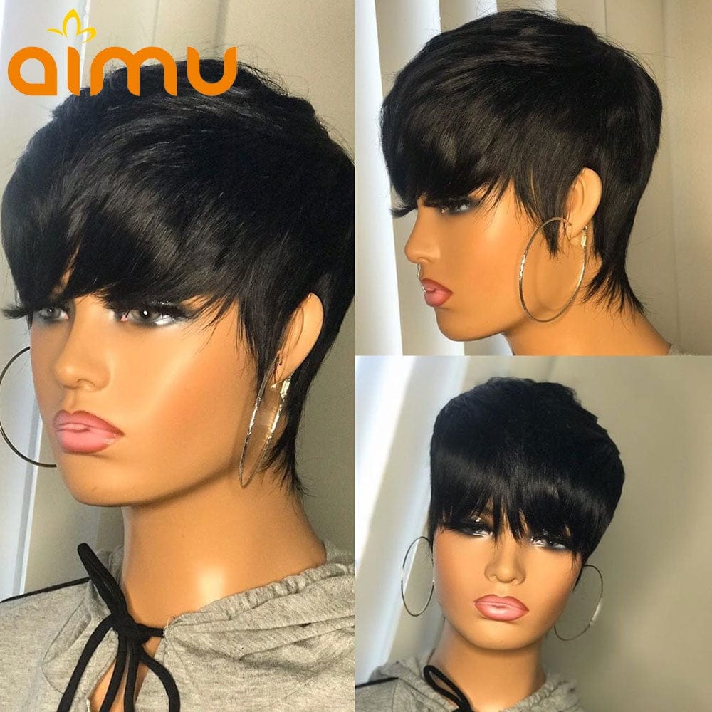 Short Pixie Cut Wig 13x4 Lace Front Human Hair Wigs with Bangs