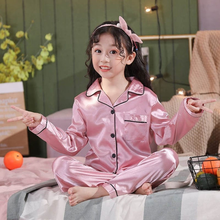 Silk Pajama Sets Sleepwear Pants Tops Sets for Kids BENNYS 