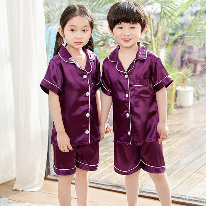 Silk Pajama Sets Sleepwear Pants Tops Sets for Kids BENNYS 