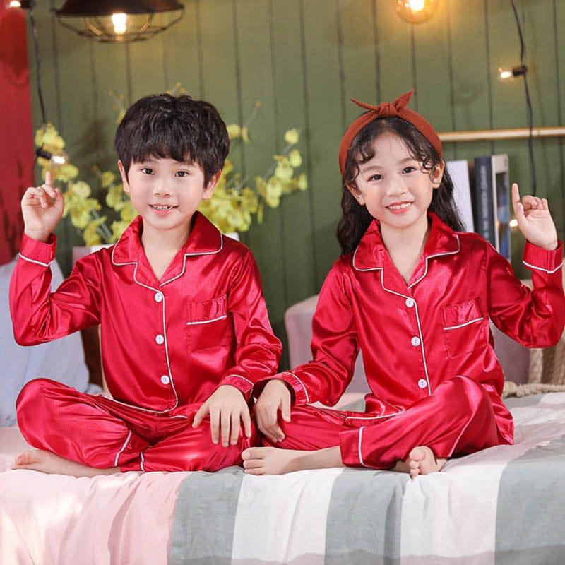 Silk Pajama Sets Sleepwear Pants Tops Sets for Kids BENNYS 