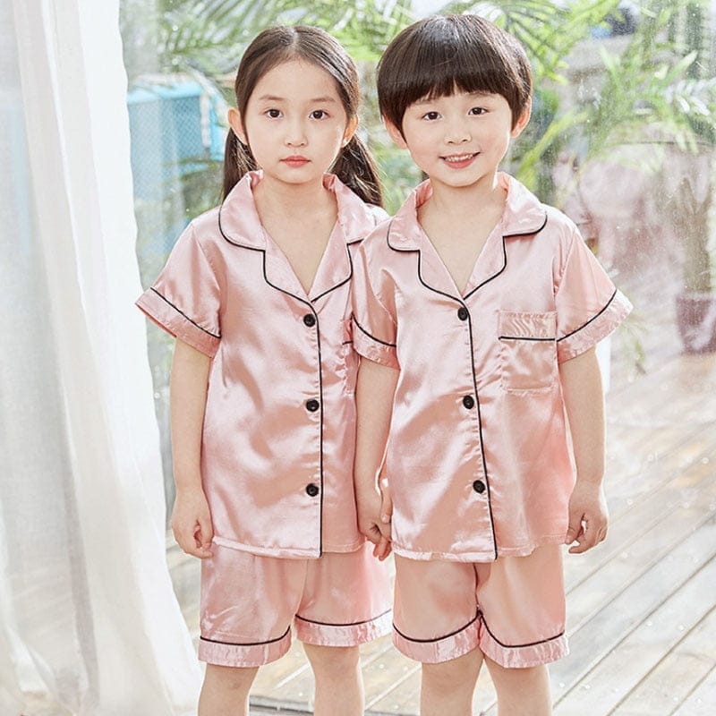 Silk Pajama Sets Sleepwear Pants Tops Sets for Kids – Bennys