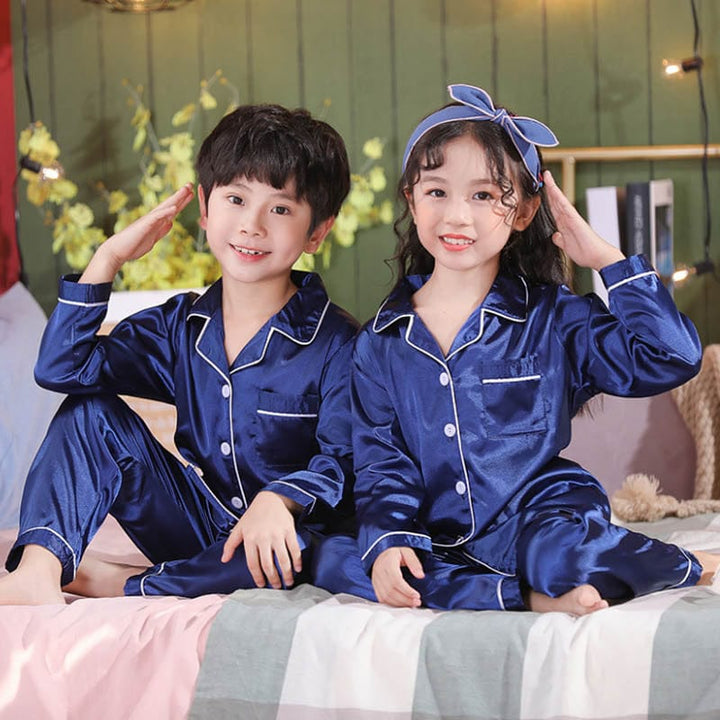 Silk Pajama Sets Sleepwear Pants Tops Sets for Kids BENNYS 