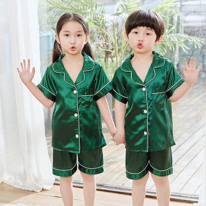 Silk Pajama Sets Sleepwear Pants Tops Sets for Kids BENNYS 