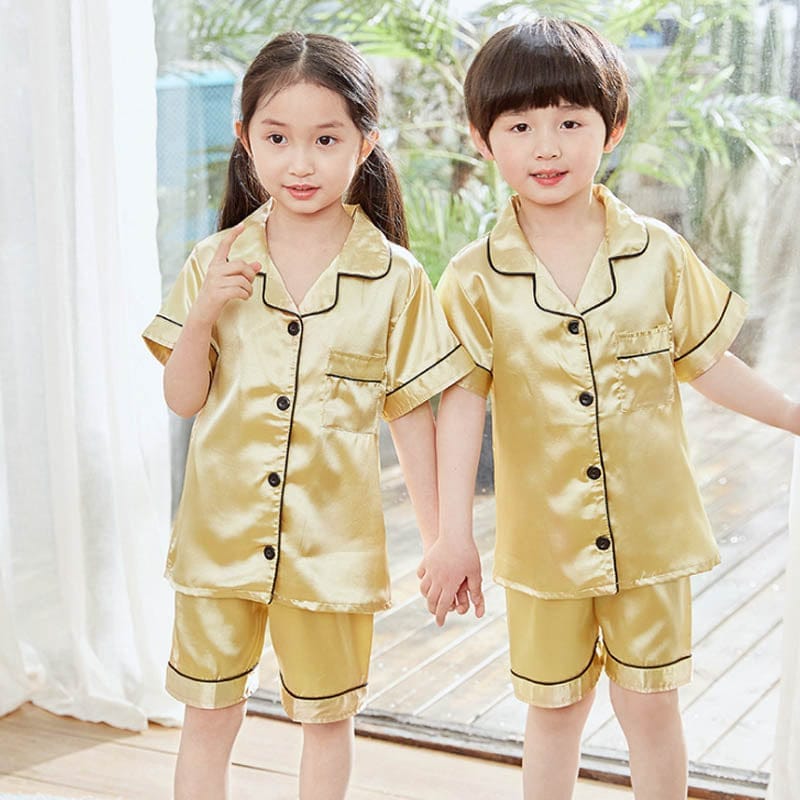 Silk Pajama Sets Sleepwear Pants Tops Sets for Kids BENNYS 