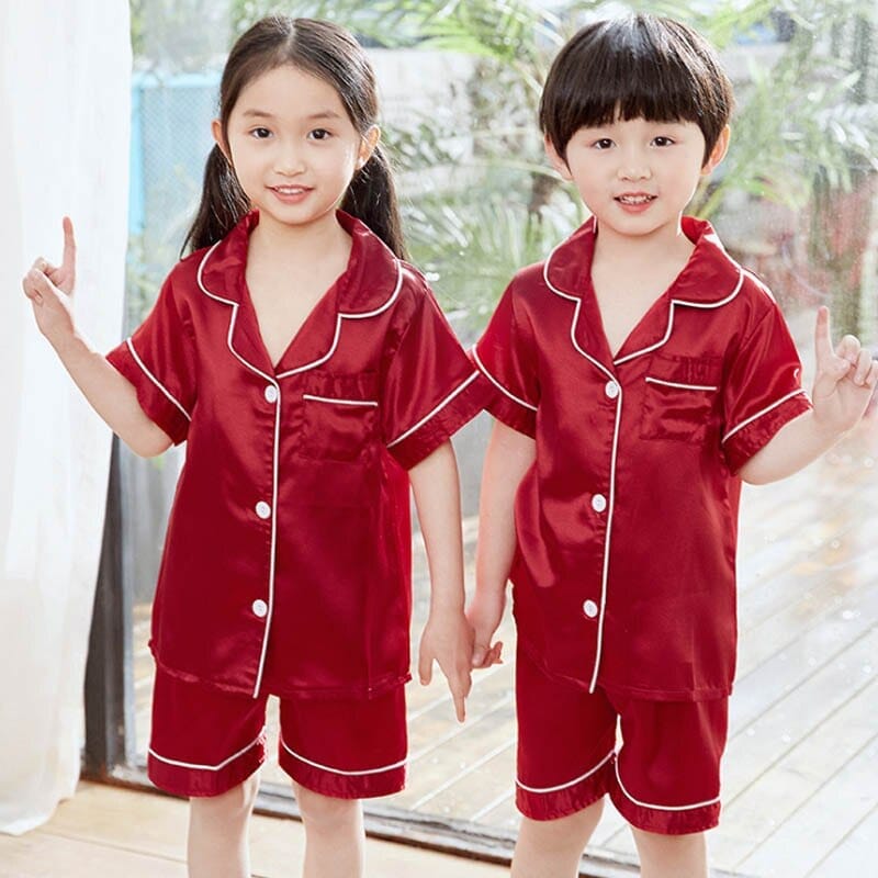 Silk Pajama Sets Sleepwear Pants Tops Sets for Kids BENNYS 