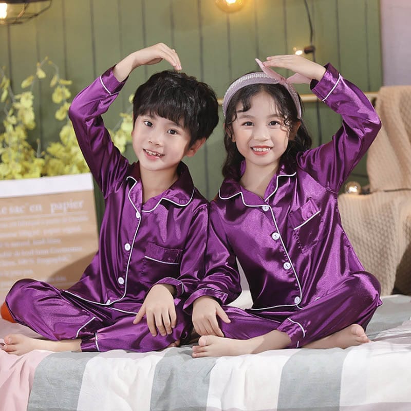 Silk Pajama Sets Sleepwear Pants Tops Sets for Kids BENNYS 