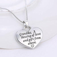 Silver "Grandma" Heart Necklace Mom's Day Gift BENNYS 