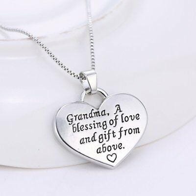 Silver "Grandma" Heart Necklace Mom's Day Gift BENNYS 