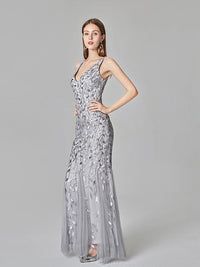 Silver Gray Elegant Fashion Evening Dresses BENNYS 