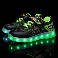 Size 26-37 Kids Led USB Recharge Glowing Shoes Children's Hook Loop BENNYS 