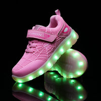Size 26-37 Kids Led USB Recharge Glowing Shoes Children's Hook Loop BENNYS 