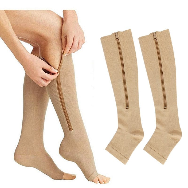 Skin Color Sports Compression Zipper Socks BENNYS 