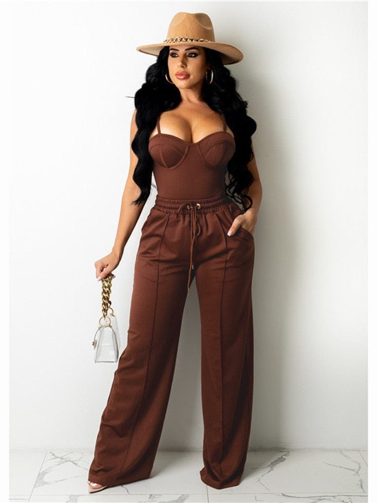 Sleeveless Crop Tops High Waist Wide Leg Pants BENNYS 