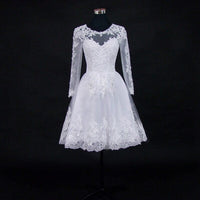 Sleeves Lace Illusion Short Bridal Gowns BENNYS 