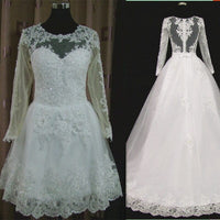 Sleeves Lace Illusion Short Bridal Gowns BENNYS 