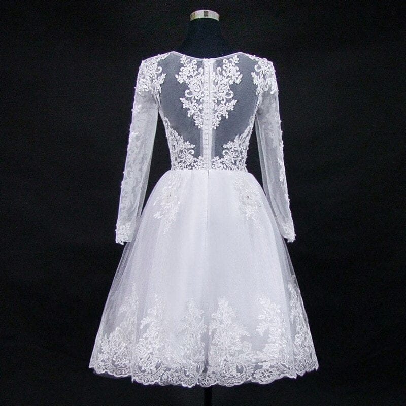 Sleeves Lace Illusion Short Bridal Gowns BENNYS 