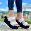 Slippers With Wedge Heel Platform One-Step Belt Buckle Sandals And Slippers BENNYS 