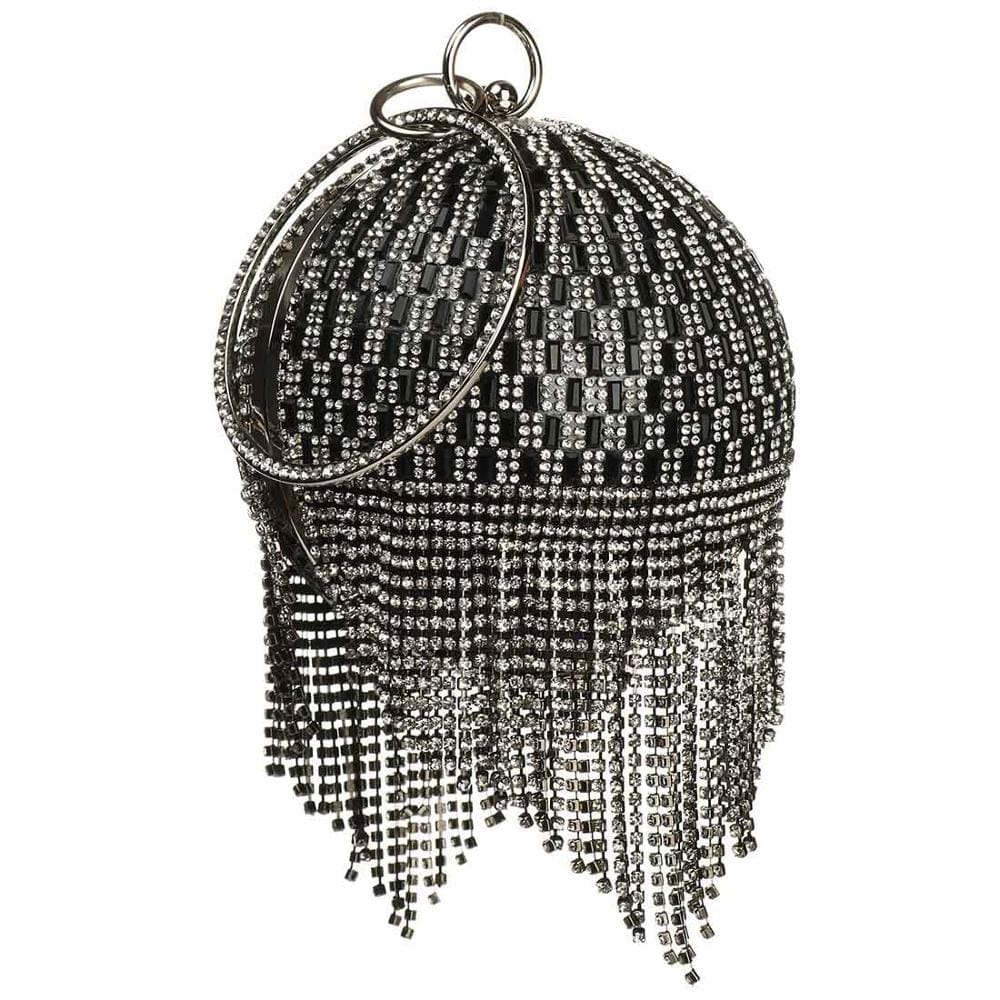 Sliver Diamonds Rhinestone Round Ball Evening Clutch Bags For Women BENNYS 