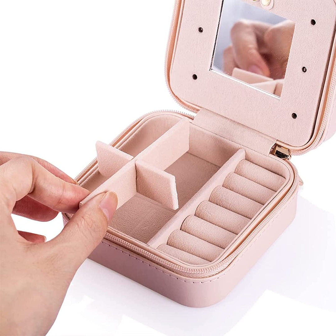 Small Jewelry Box, Mini Jewelry Organizer PU Leather Travel Jewelry Case with Mirror BENNYS 