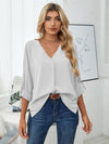 Solid Chiffon Blouses For Women Fashion V Neck Long Sleeve Casual Blouse BENNYS 