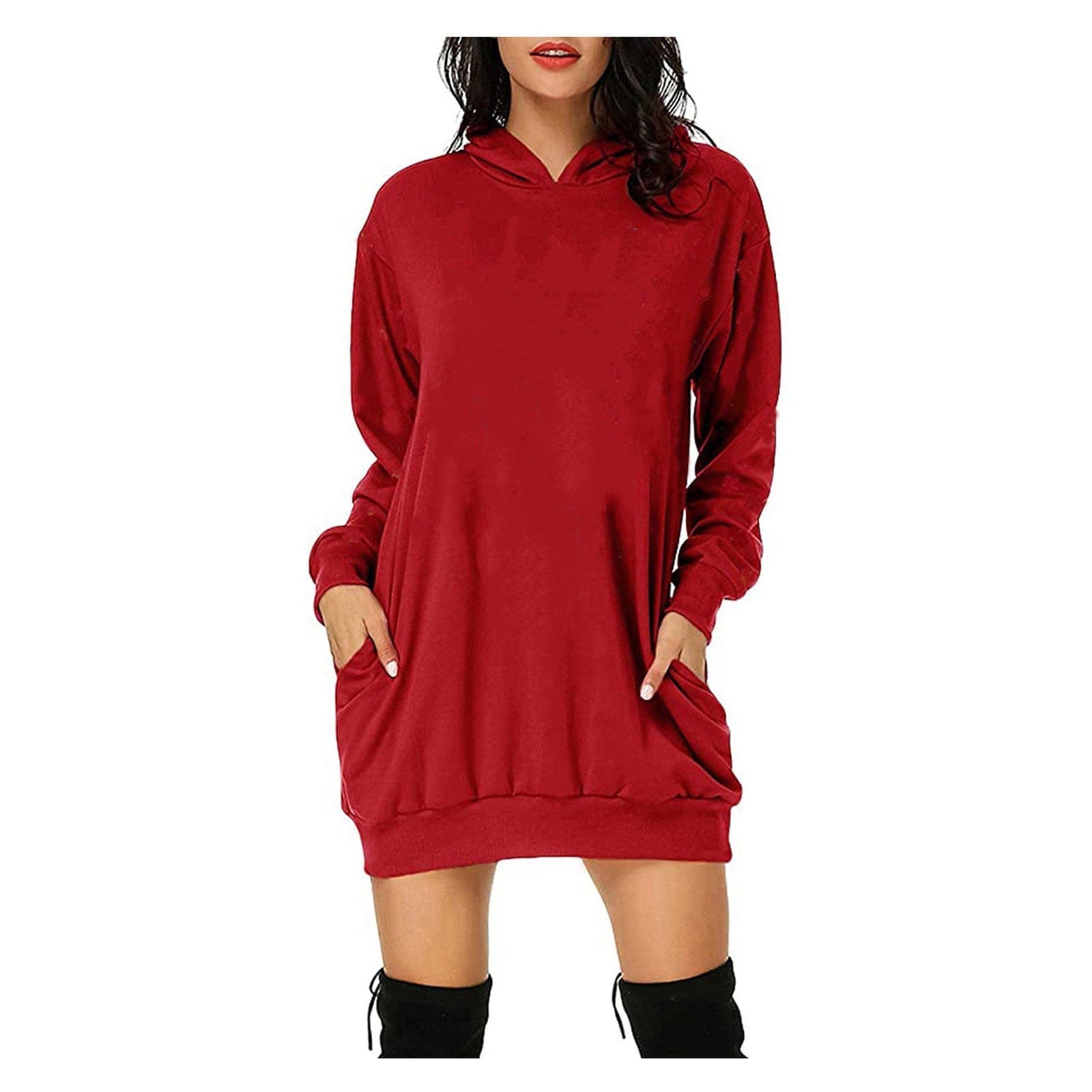 Solid Color Hat Dress Sweater Loose Feature Long Sleeves BENNYS 
