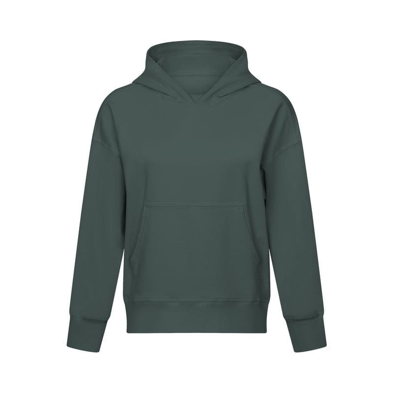 Solid Color Loose Drop Shoulder Pullover Hooded Sweatshirt BENNYS 