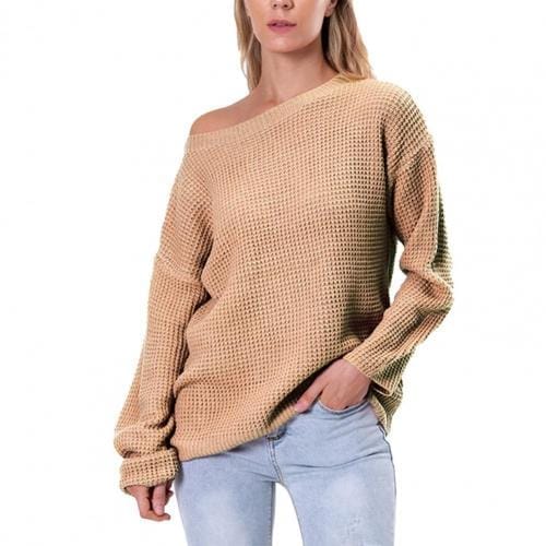 Solid Color Low Neck Sweater For Women BENNYS 