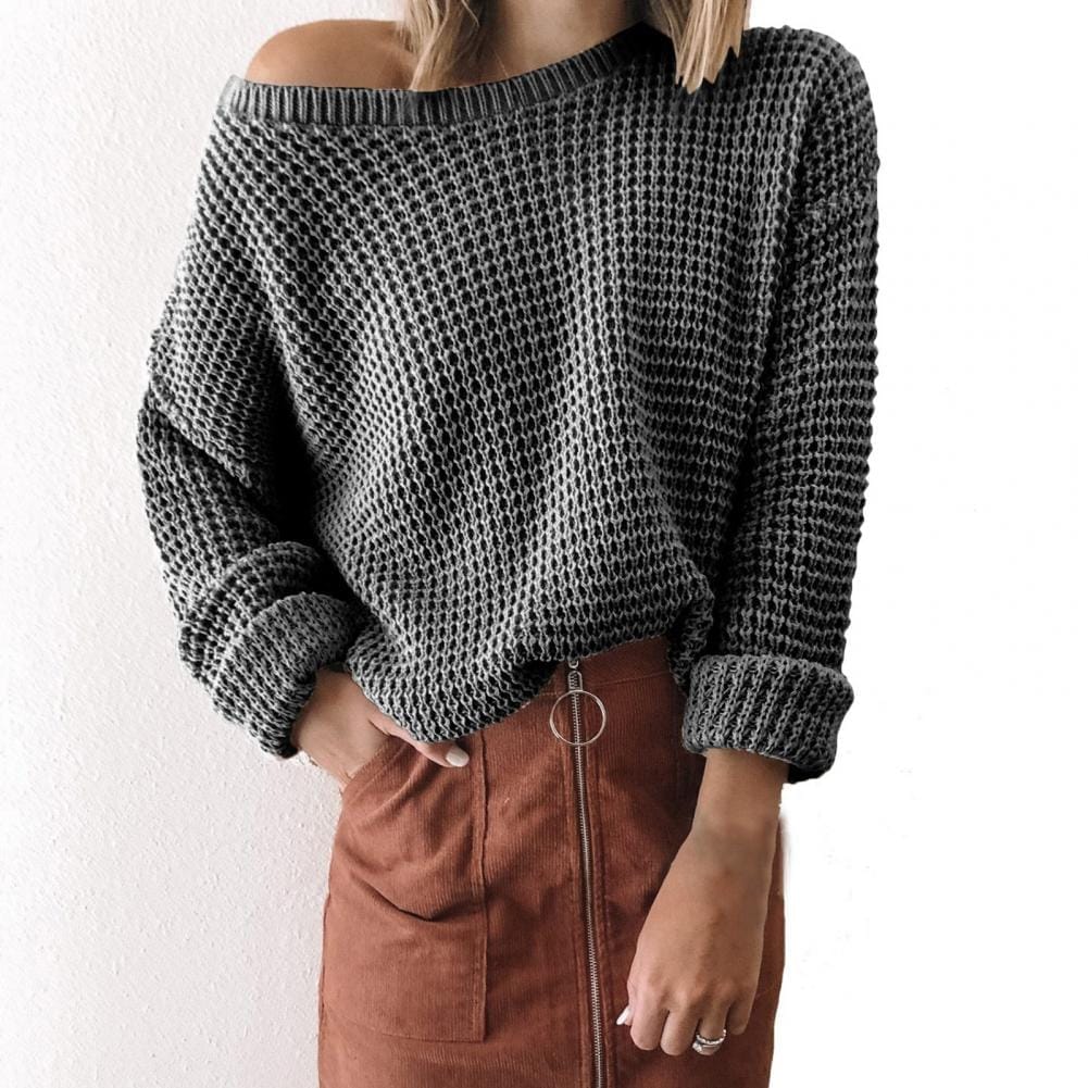 Solid Color Low Neck Sweater For Women BENNYS 