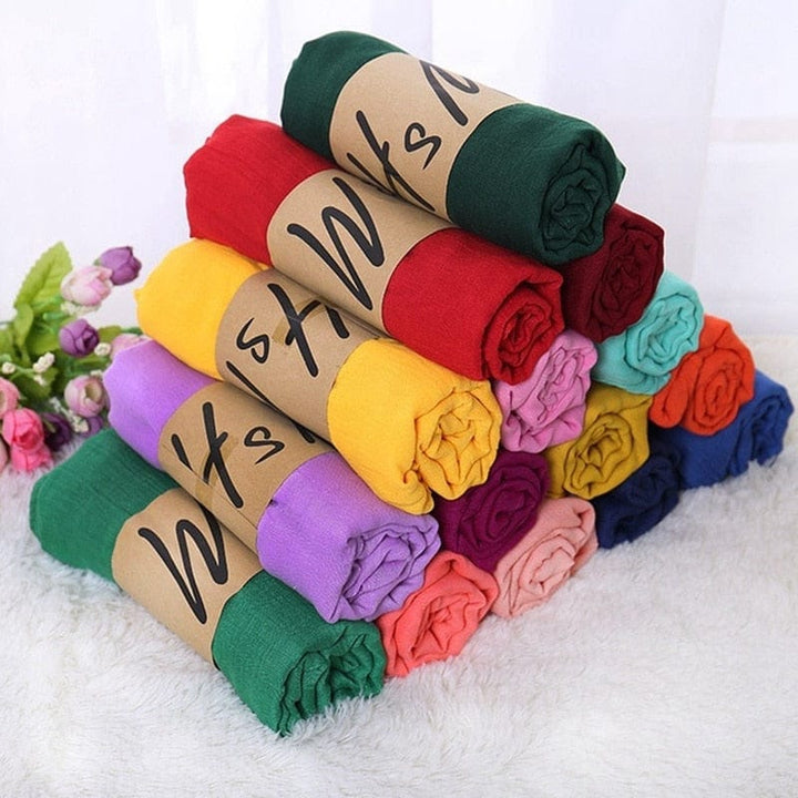 Solid Color Scarf For Women Breathable Cotton Head Scarves BENNYS 