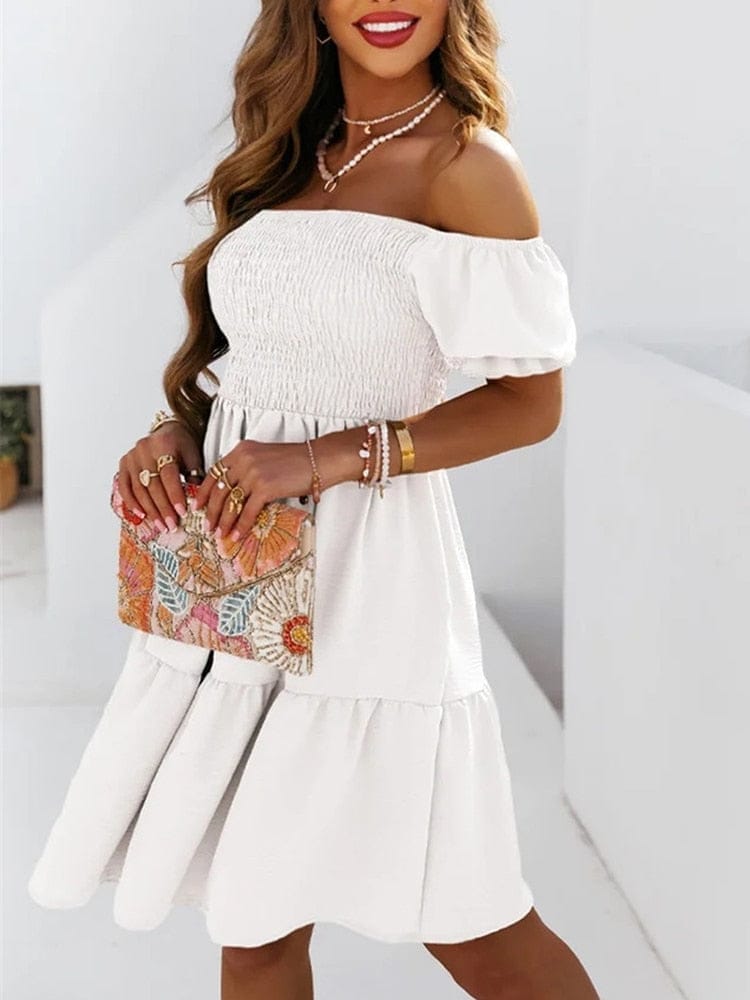 Casual white off hot sale the shoulder dress