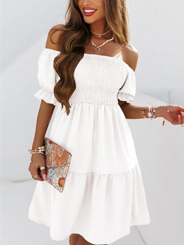 White off the sales shoulder dress casual