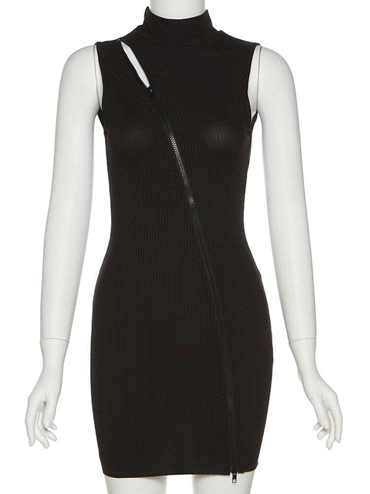 Solid Elegant Knitted Mini Dress Women Sleeveless Body-con BENNYS 