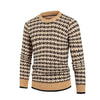 Solid Plaid Pullover Round Neck Sweater Top For Men BENNYS 