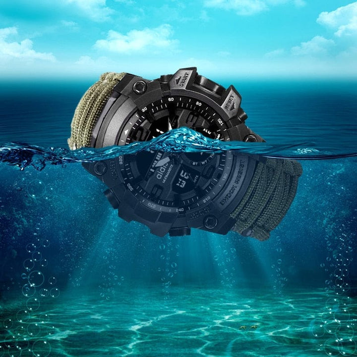 Sports Men's watch 50m Compass Multifunction Military Wristwatches LCD Digital Stopwatch BENNYS 