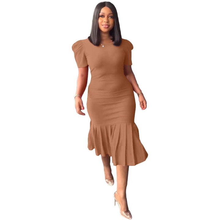 Spring And Summer Short Sleeve Round Neck Sexy Body-con Dress BENNYS 