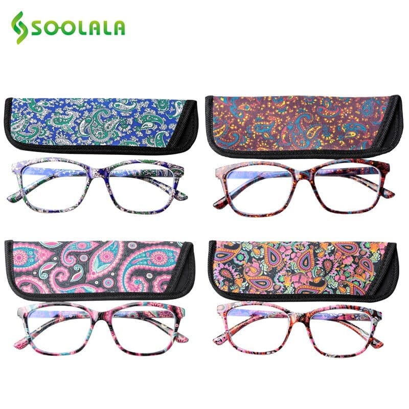 Square Spring Hinge Floral Printed Anti Blue Light Reading Glasses BENNYS 