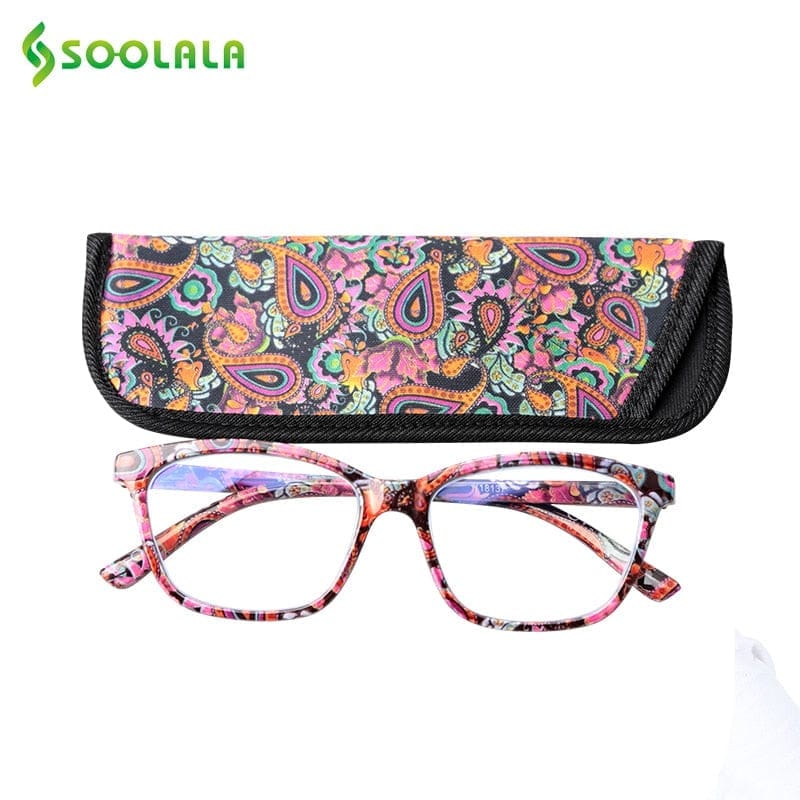 Square Spring Hinge Floral Printed Anti Blue Light Reading Glasses BENNYS 