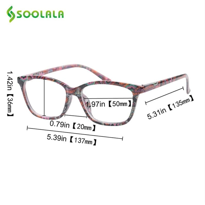 Square Spring Hinge Floral Printed Anti Blue Light Reading Glasses BENNYS 