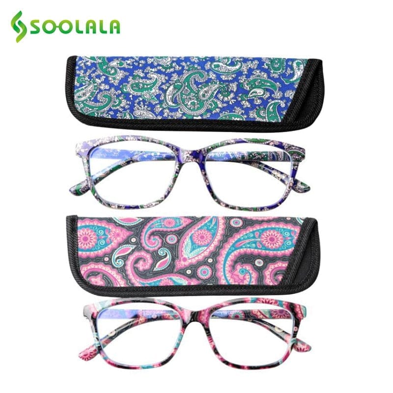 Square Spring Hinge Floral Printed Anti Blue Light Reading Glasses BENNYS 