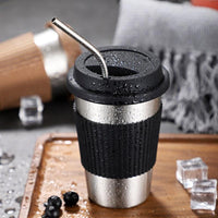 Stainless Steel Coffee Cup Silicone Lids Drinking Coffee Mugs 400ml BENNYS 