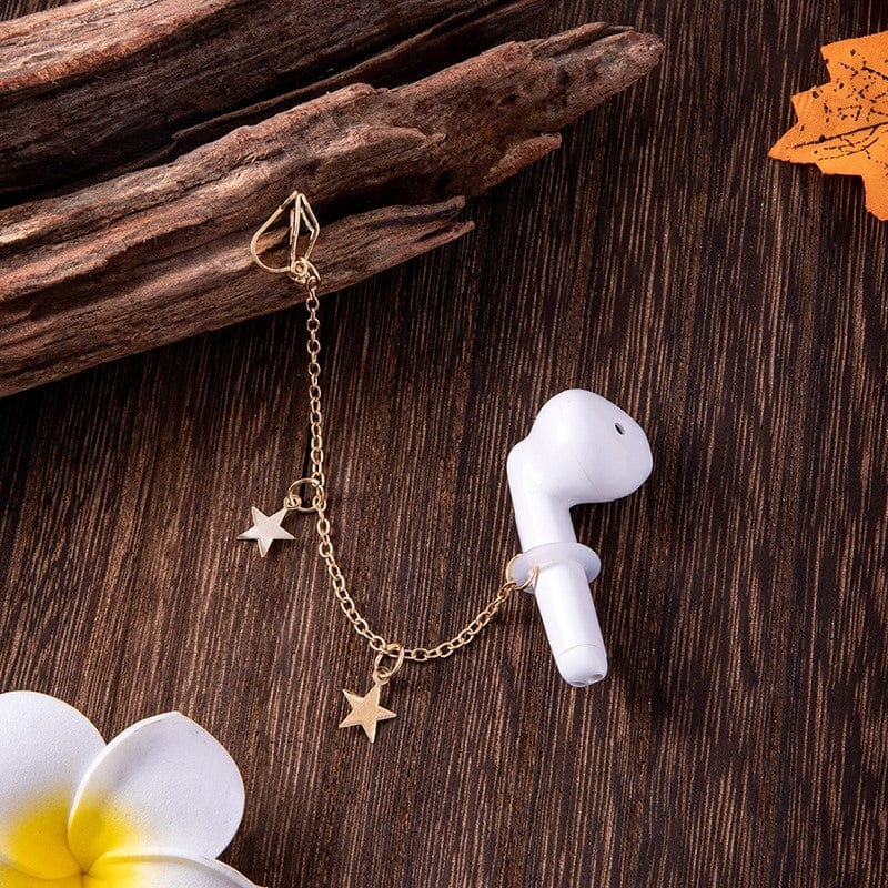 Star Pearl Charms Airpods Anti-Lost Chains Earphone Holder Clip Earrings For Women BENNYS 