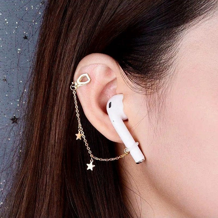 Star Pearl Charms Airpods Anti-Lost Chains Earphone Holder Clip Earrings For Women BENNYS 